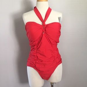 Halter one piece plus size bathing suit